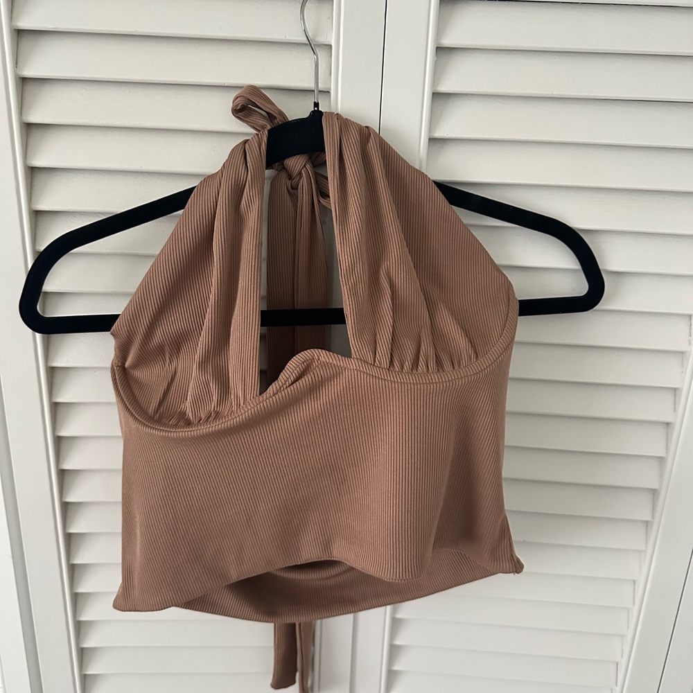 Princess Polly Tan Halter Top